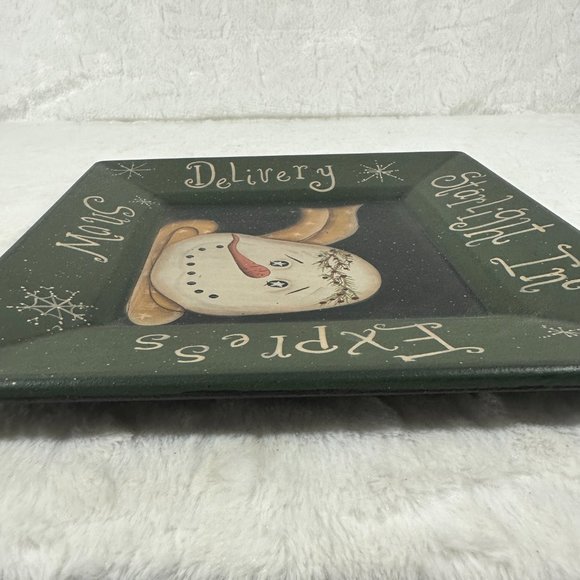 The Hearthside Collection Starlight Delivery Snow Express Primitive Plate Wood - Picture 6 of 8